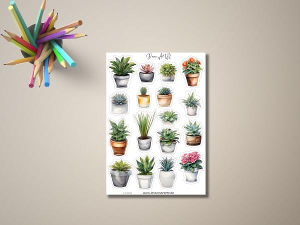 Sticker-Sheet mit Sukkulenten und Zimmerpflanzen – handgefertigt und handgemalt